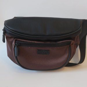 Womens Falchi Sport Brown Black Nylon Waist Belt Fanny Pack *